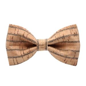 Mens Natural Wooden Pre-Tied Bow Tie Striped